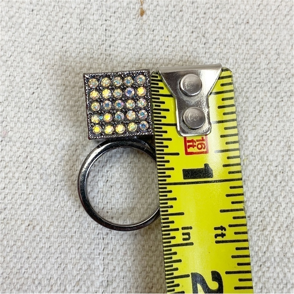 Gunmetal Rhinestone Cube Ring - Picture 5 of 5